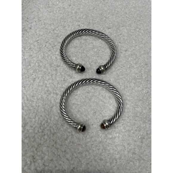 David Yurman 7mm Cable Classic Bracelets in Sterling Silver Onyx and Citrine - Picture 3 of 3